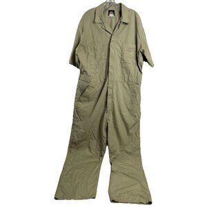 Dickies Coveralls Tan Brown Short Sleeve XL 27" Inseam Jumpsuit Coveralls EUC